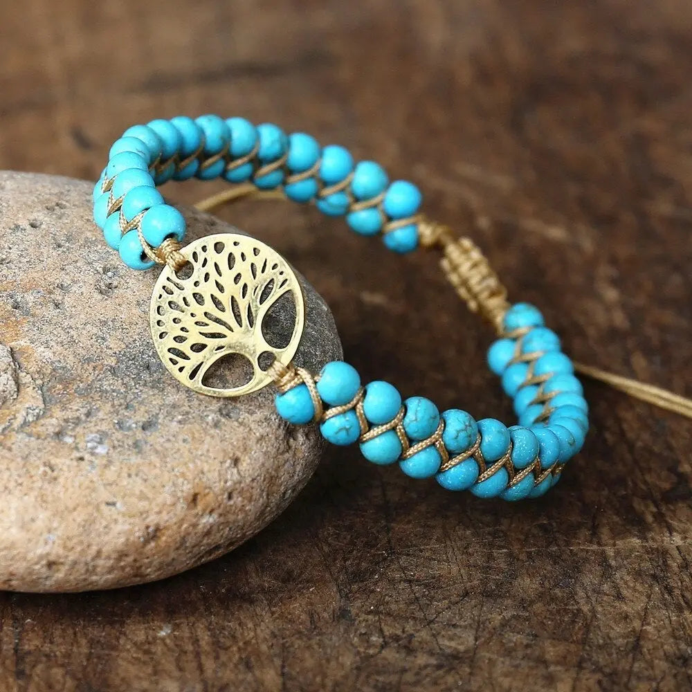 Bracelet Tree of Life Handmade Turquoise Stone Omelia & Oliver Jewels