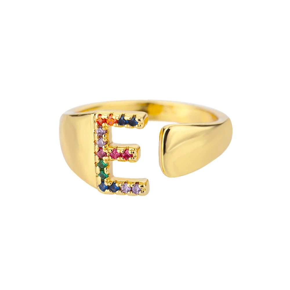 Ember - Gold Stainless Steel Initial Ring Omelia&Oliver Jewels