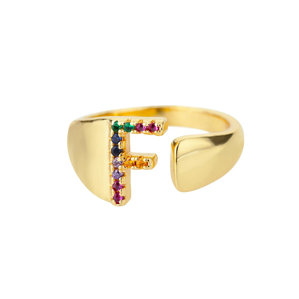Faith - Gold Stainless Steel Initial Ring Omelia&Oliver Jewels