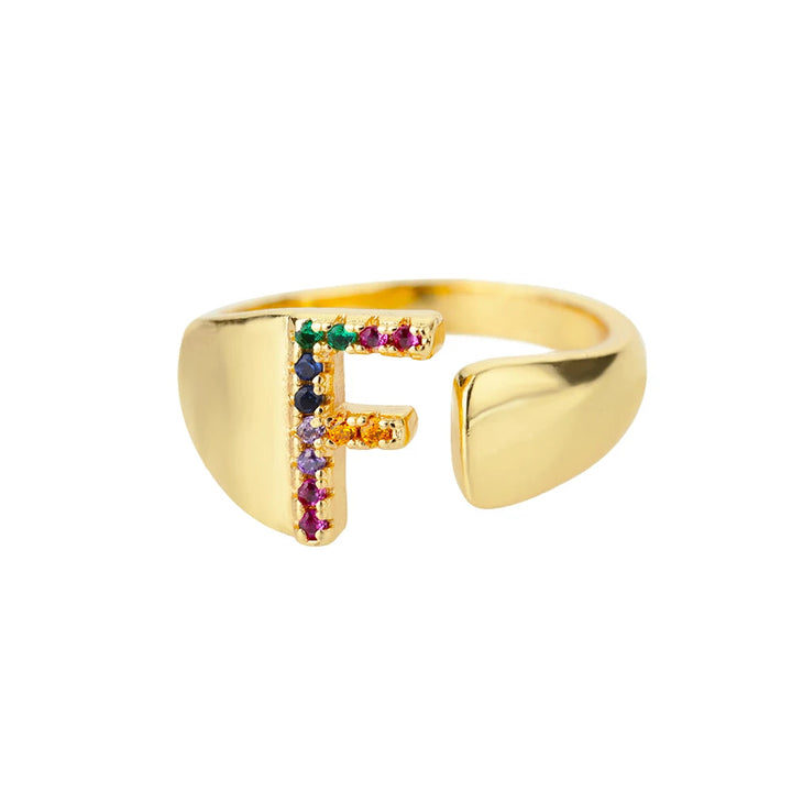 Faith - Gold Stainless Steel Initial Ring Omelia&Oliver Jewels
