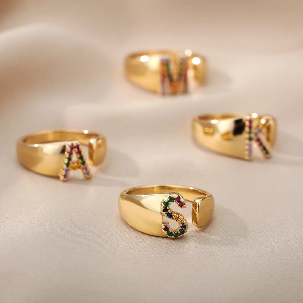Zen - Gold Stainless Steel Initial Ring Omelia&Oliver Jewels