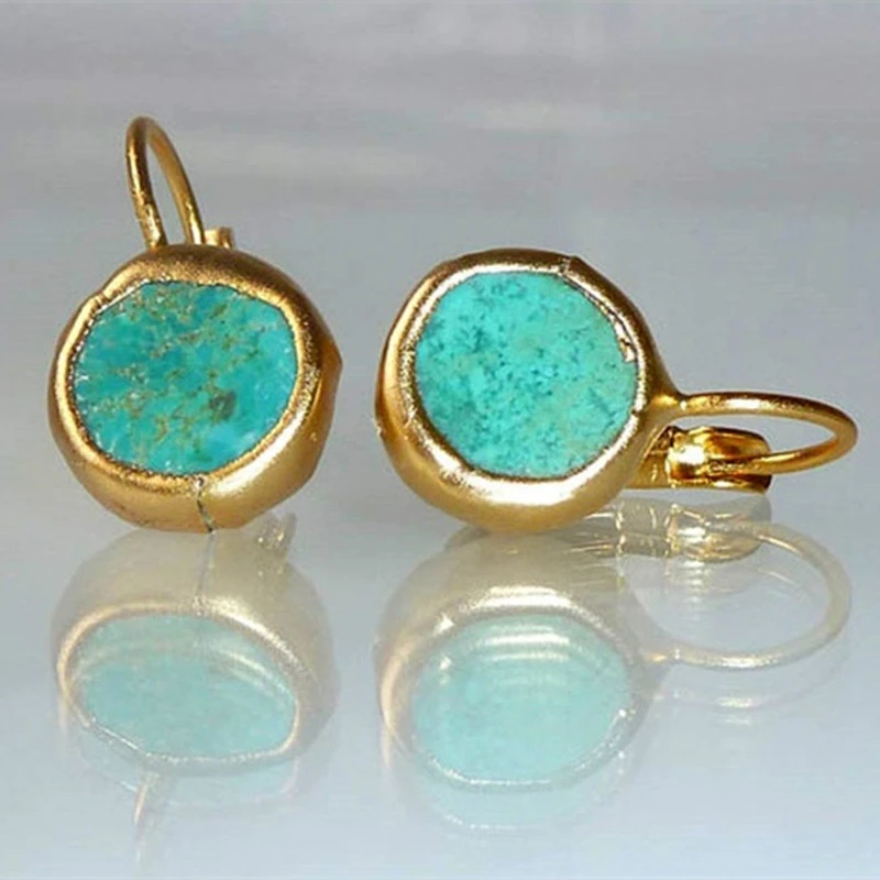Turquoise Stone Gold Earrings Omelia&Oliver Jewels