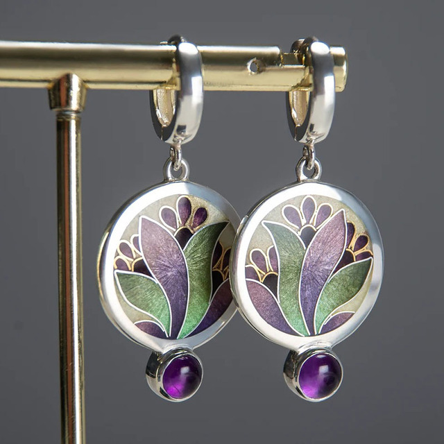 Purple Crystal Boho Earrings Omelia&Oliver Jewels