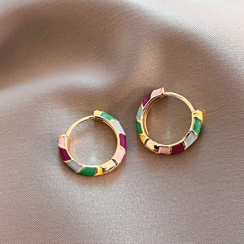 Chic Golden Enamel Earrings Omelia&Oliver Jewels