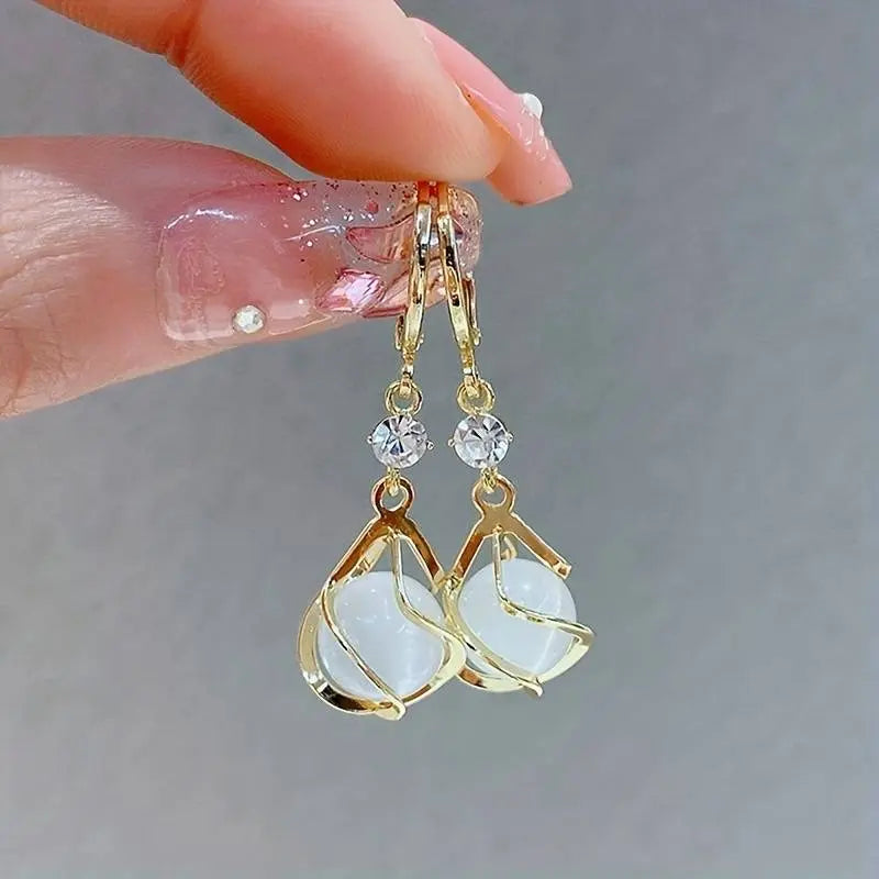 Vintage Opal Golden Earrings Omelia & Oliver Jewels