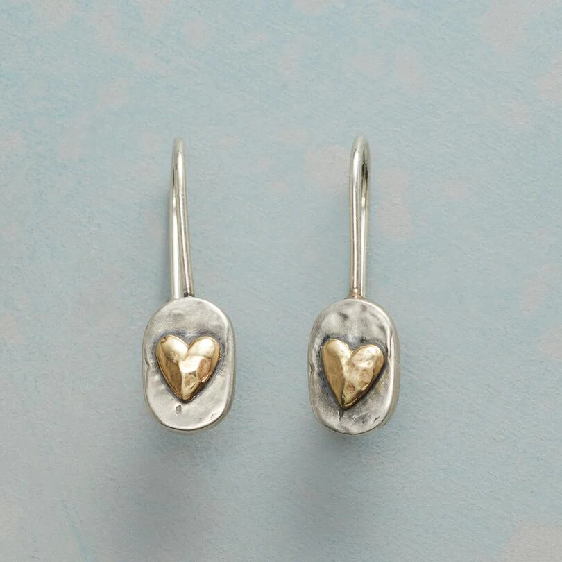 Vintage Silver Golden Heart Earrings Omelia&Oliver Jewels