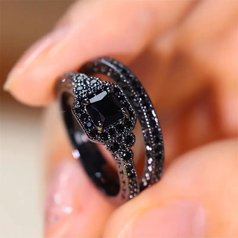 Retro Black Ring Duo Omelia&Oliver Jewels