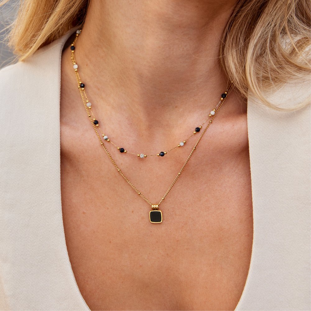 Luna Midnight Stone Necklace Omelia & Oliver Jewels