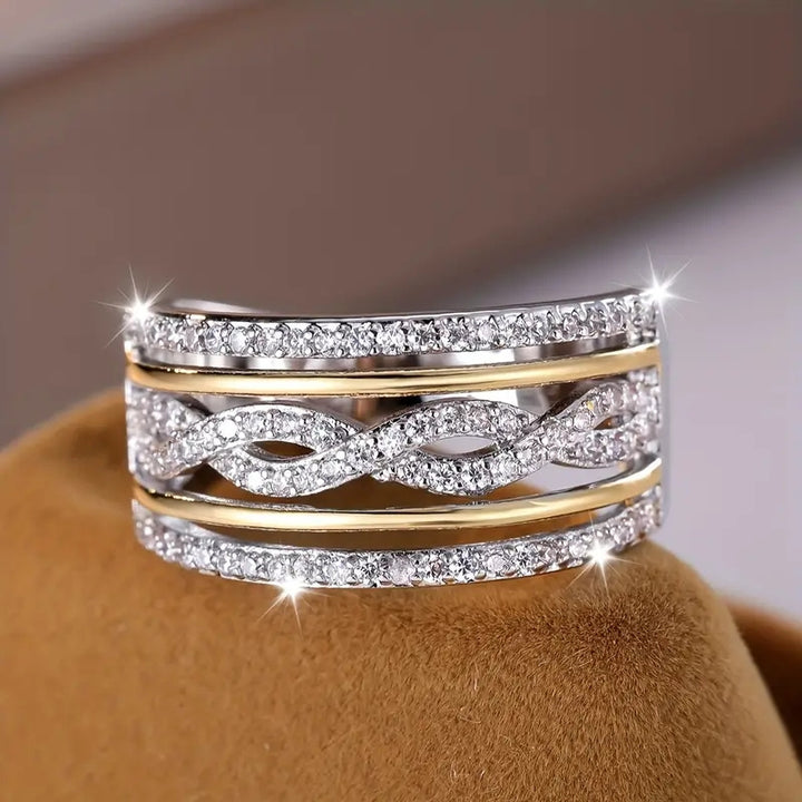 Elegant Iced Out Zirconia Hollow Ring