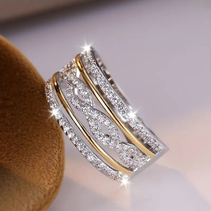 Elegant Iced Out Zirconia Hollow Ring