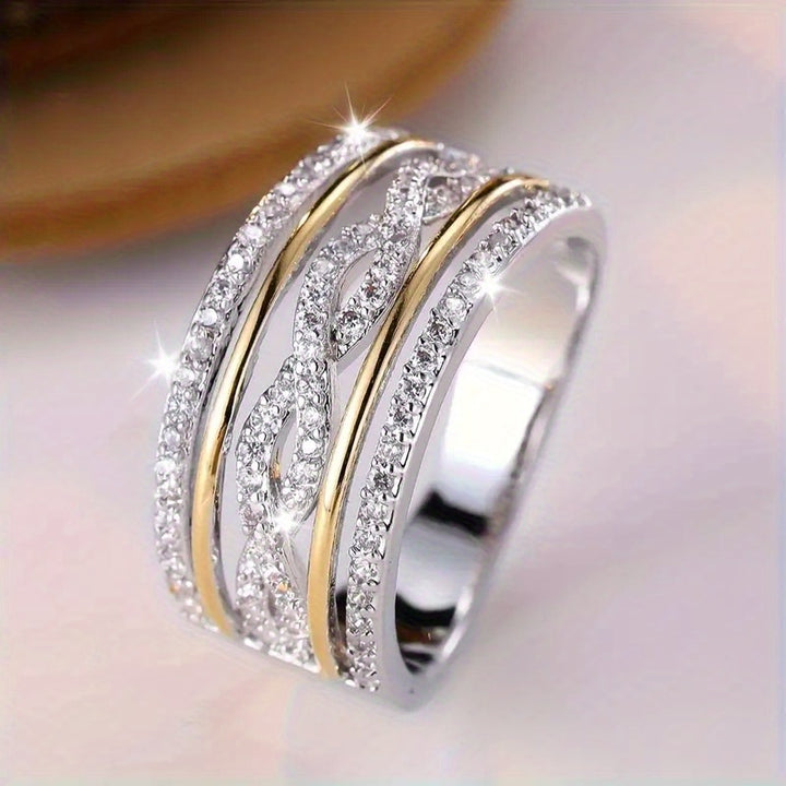 Elegant Iced Out Zirconia Hollow Ring