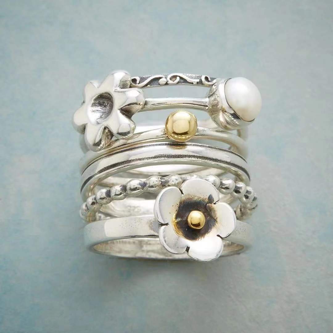 Flower Pearl Rings Omelia&Oliver Jewels