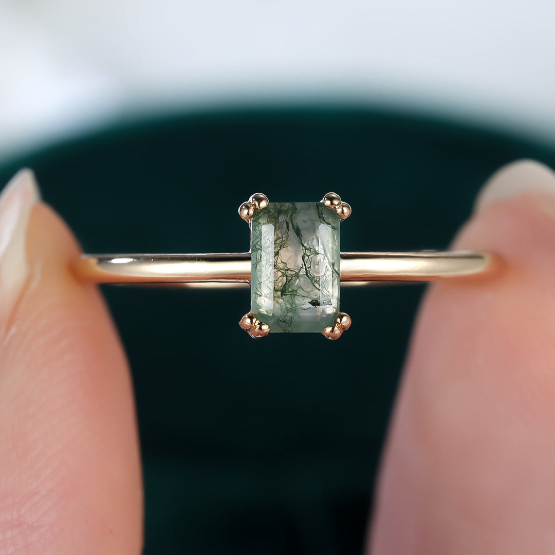 Natural Moss Agate Ring Omelia&Oliver Jewels
