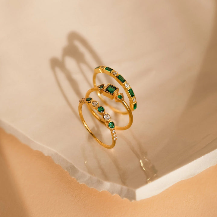 Alex - Unique Inlaid Zirconia Ring Set Omelia&Oliver Jewels