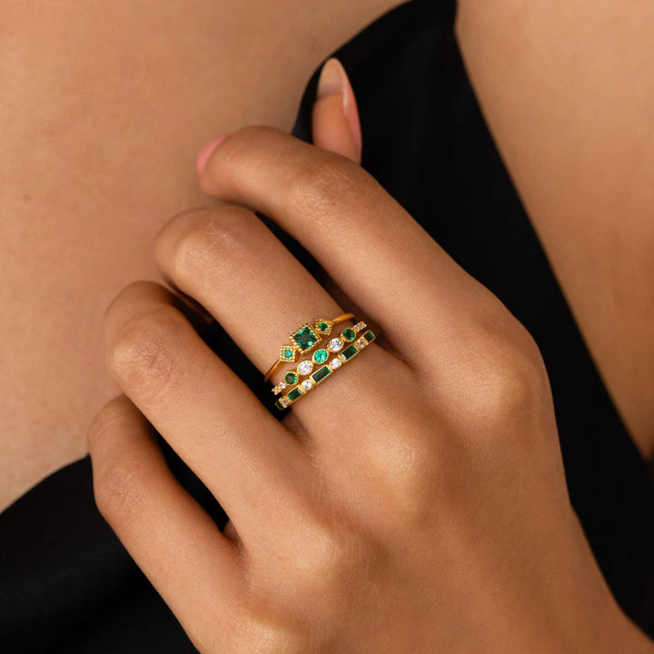 Alex - Unique Inlaid Zirconia Ring Set Omelia&Oliver Jewels