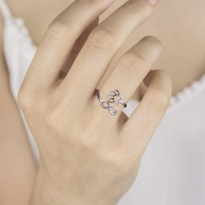 Paw & Heart Ring Adjustable 925 Sterling Silver