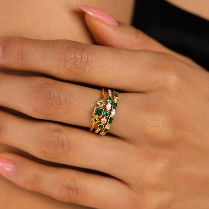 Alex - Unique Inlaid Zirconia Ring Set Omelia&Oliver Jewels