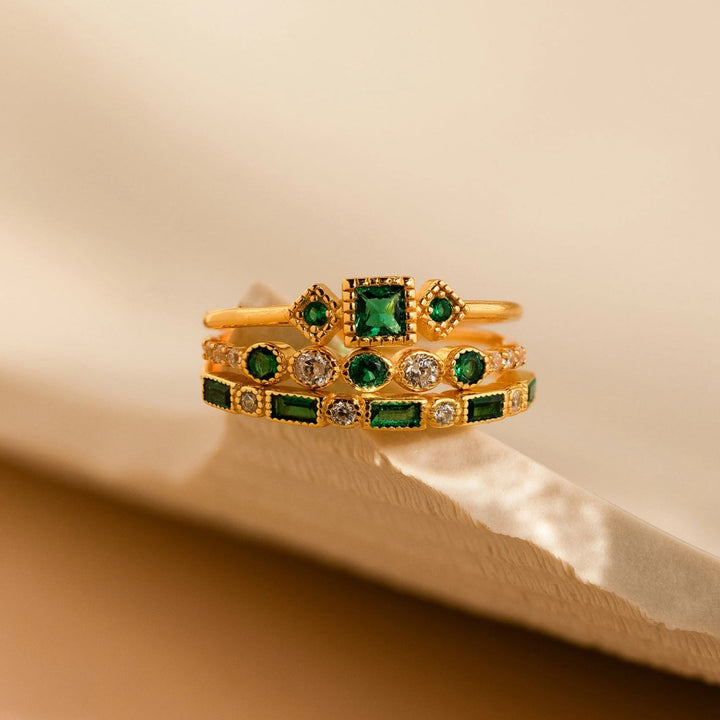 Alex - Unique Inlaid Zirconia Ring Set Omelia&Oliver Jewels