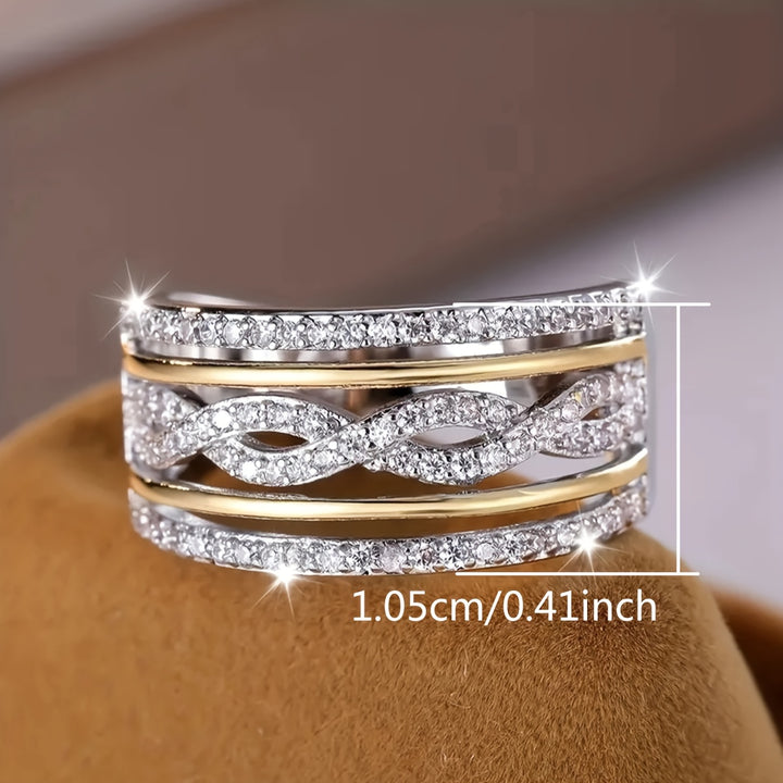 Elegant Iced Out Zirconia Hollow Ring