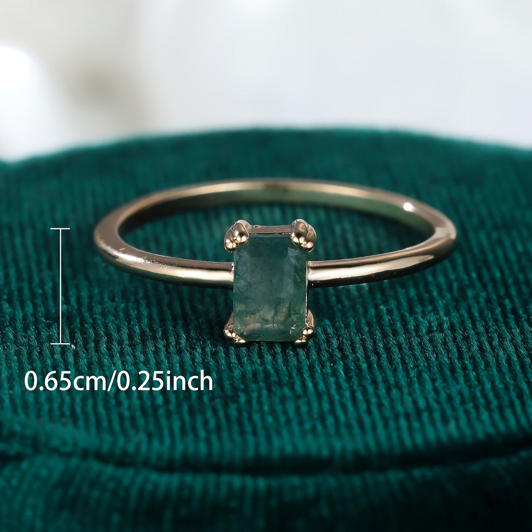 Natural Moss Agate Ring Omelia&Oliver Jewels