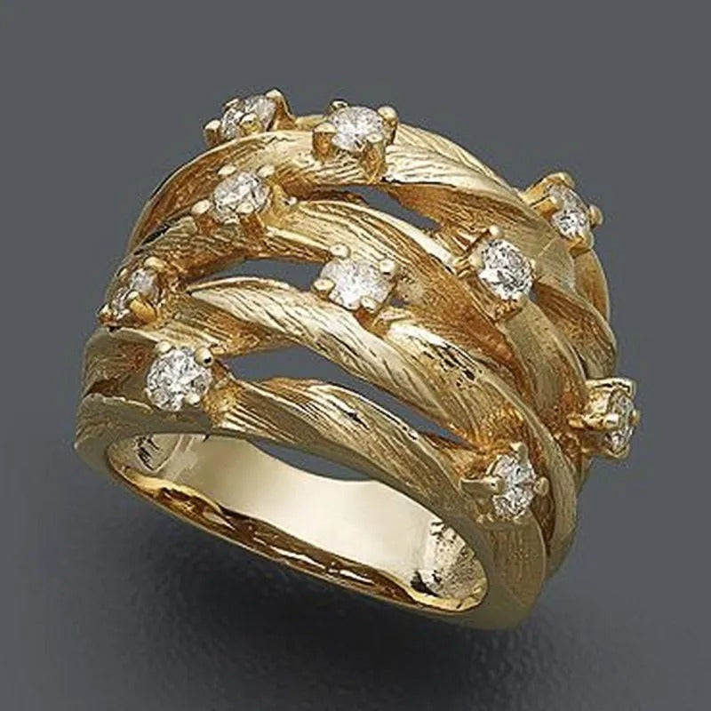 18k Gold Boho Ring with Zirconia