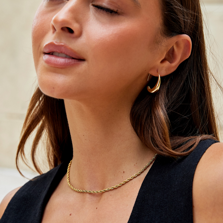 Cina - Drop Hoop Earrings