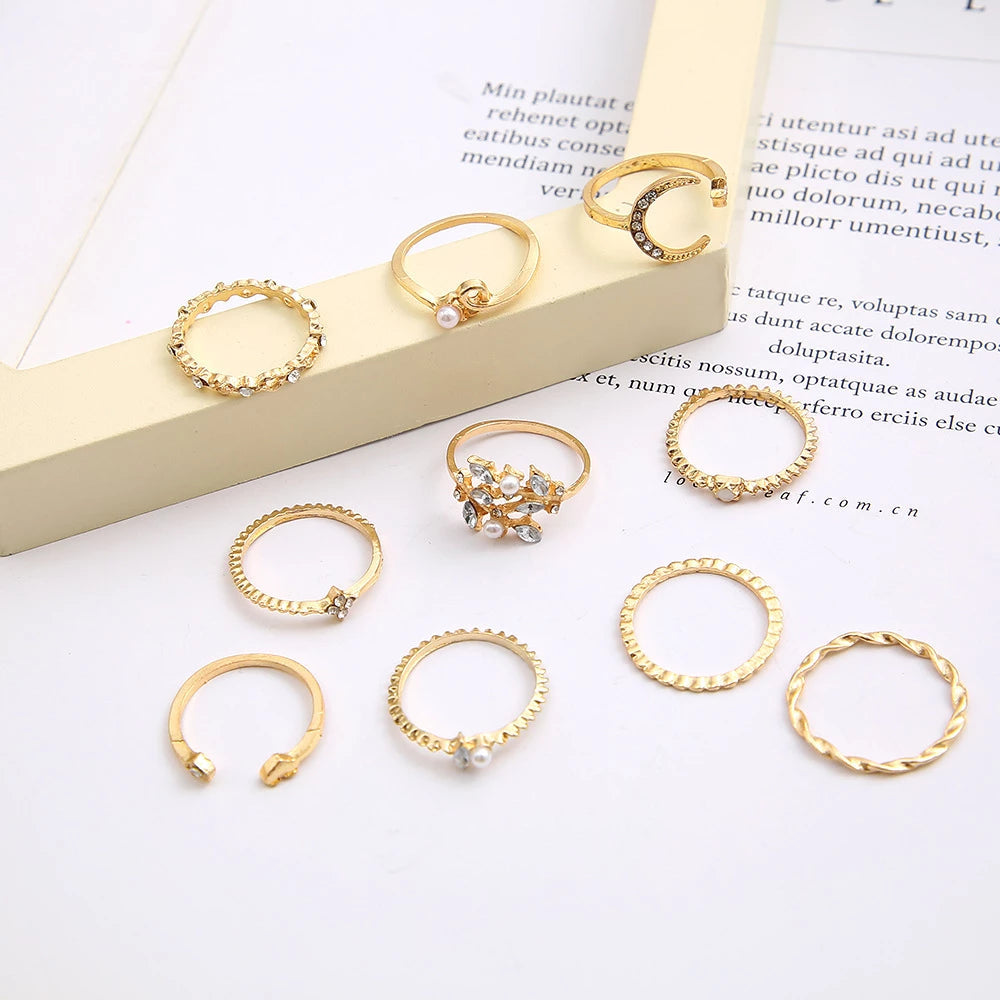 Bohemian Silver & Gold Rings Set Omelia&Oliver Jewels