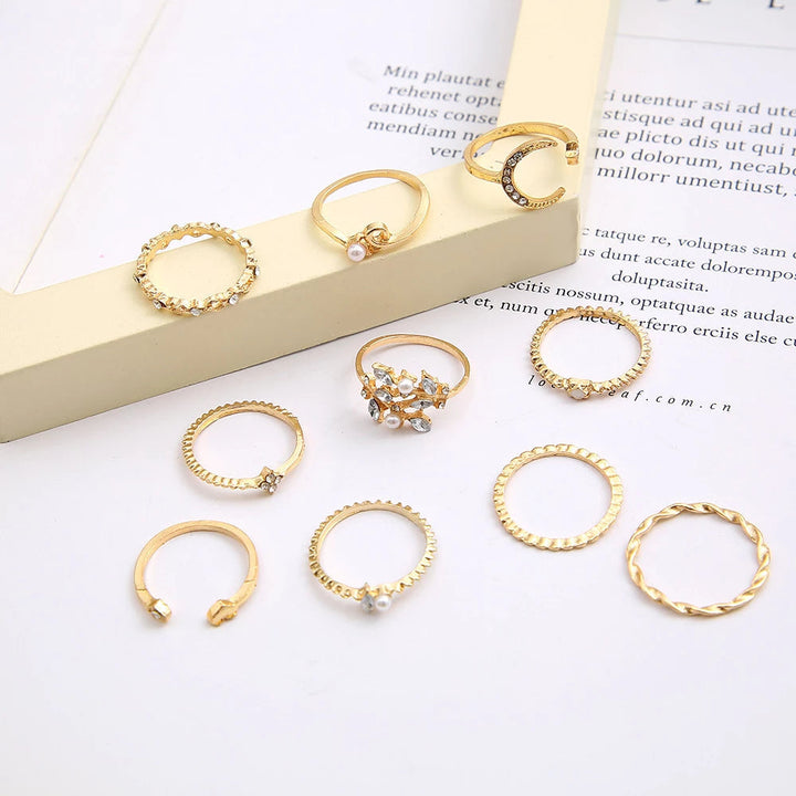 Bohemian Silver & Gold Rings Set Omelia&Oliver Jewels