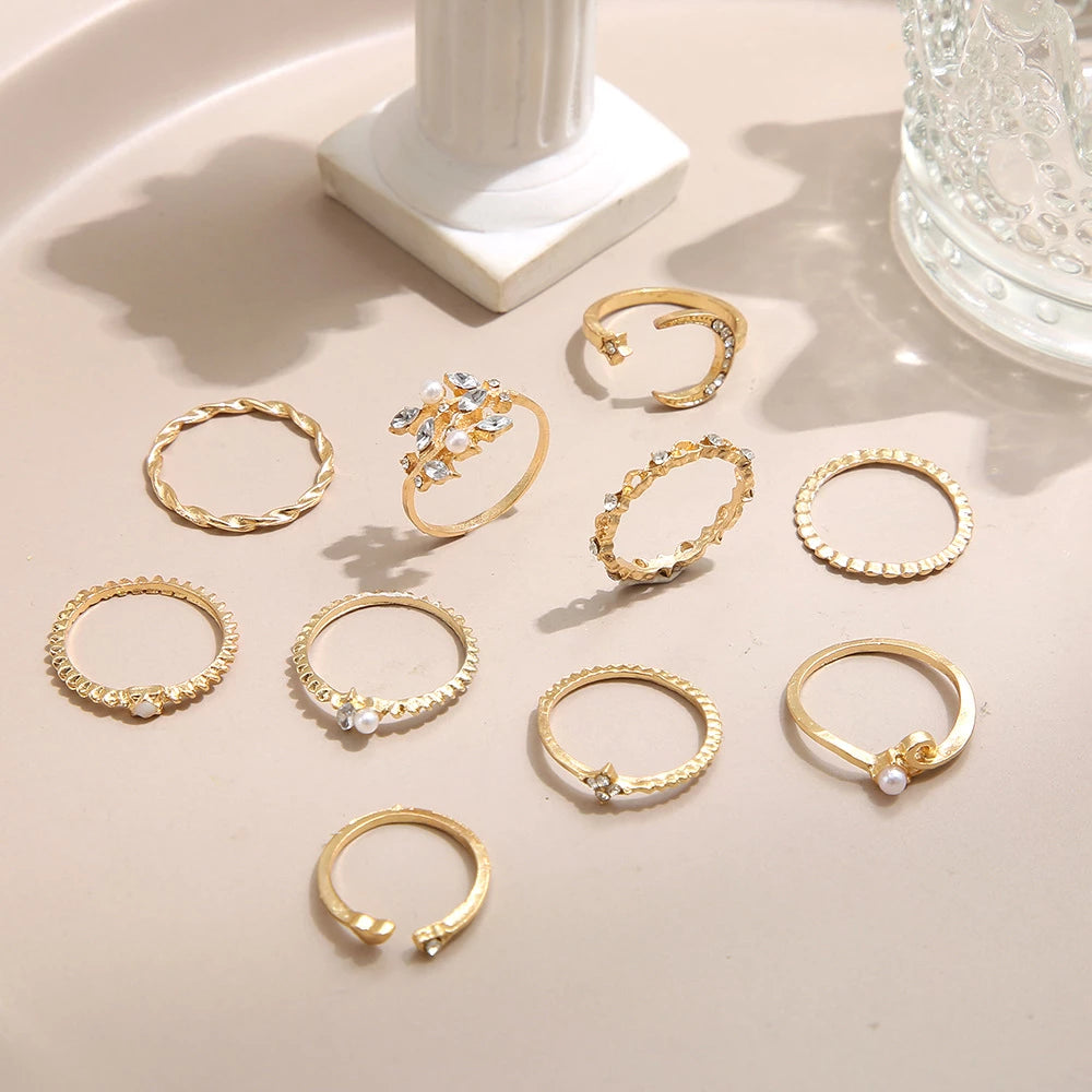 Bohemian Silver & Gold Rings Set Omelia&Oliver Jewels