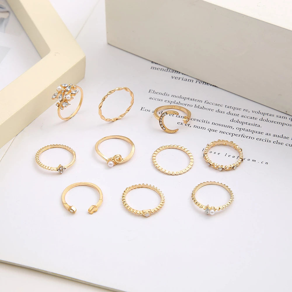 Bohemian Silver & Gold Rings Set Omelia&Oliver Jewels