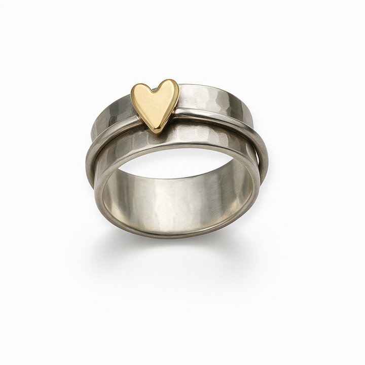 Vintage Gold Heart Silver Ring Omelia&Oliver Jewels