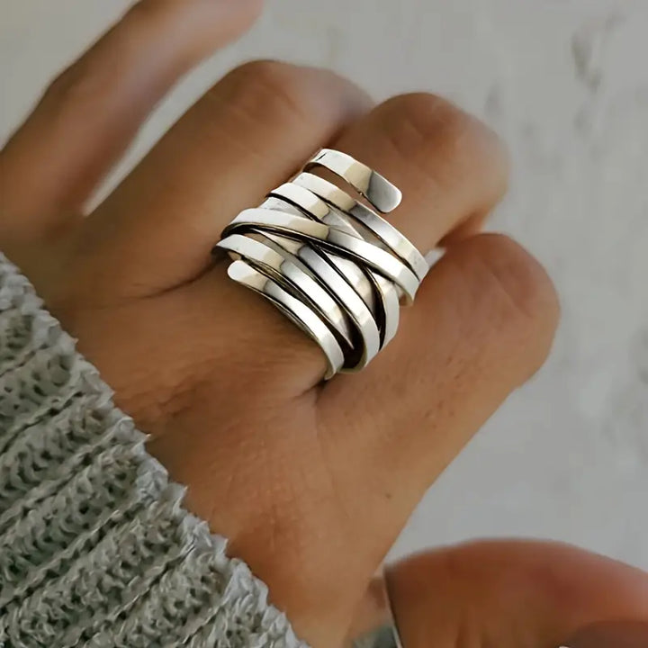 Bliss - Vintage Thick Layer Silver Ring