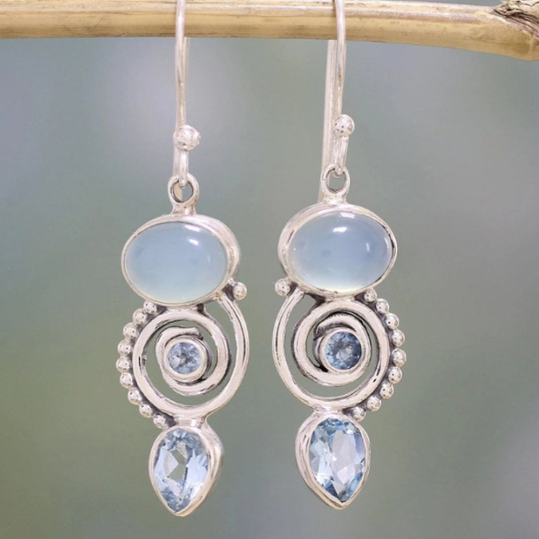 Lustre - Silver Moonstone Earrings Omelia&Oliver Jewels