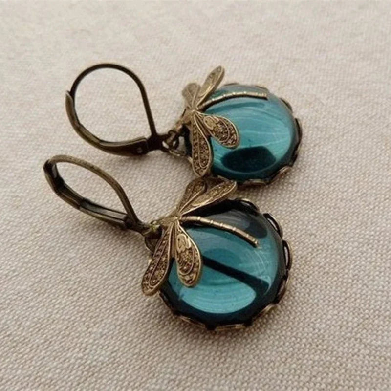 Unique Antique Gold Blue Crystal Earrings Omelia&Oliver Jewels