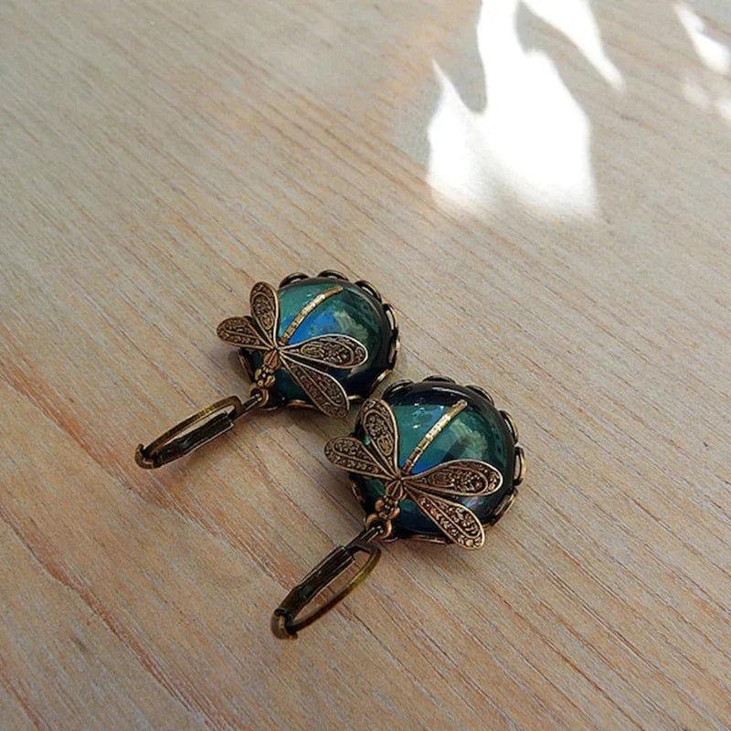 Unique Antique Gold Blue Crystal Earrings Omelia&Oliver Jewels