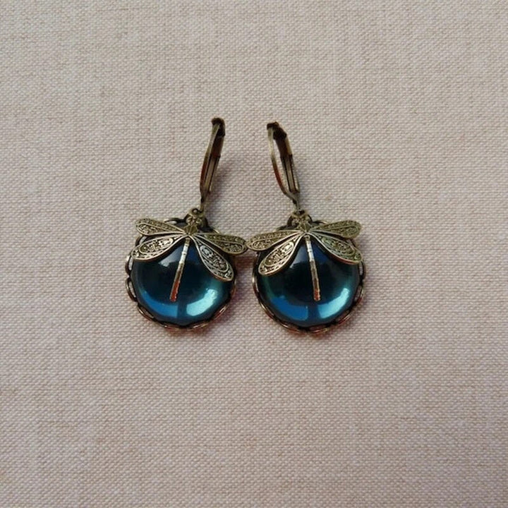 Unique Antique Gold Blue Crystal Earrings Omelia&Oliver Jewels