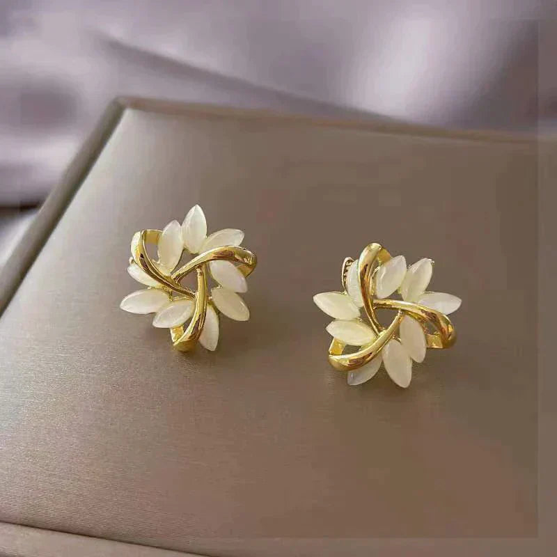 Gold White Opal Earrings Omelia&Oliver Jewels