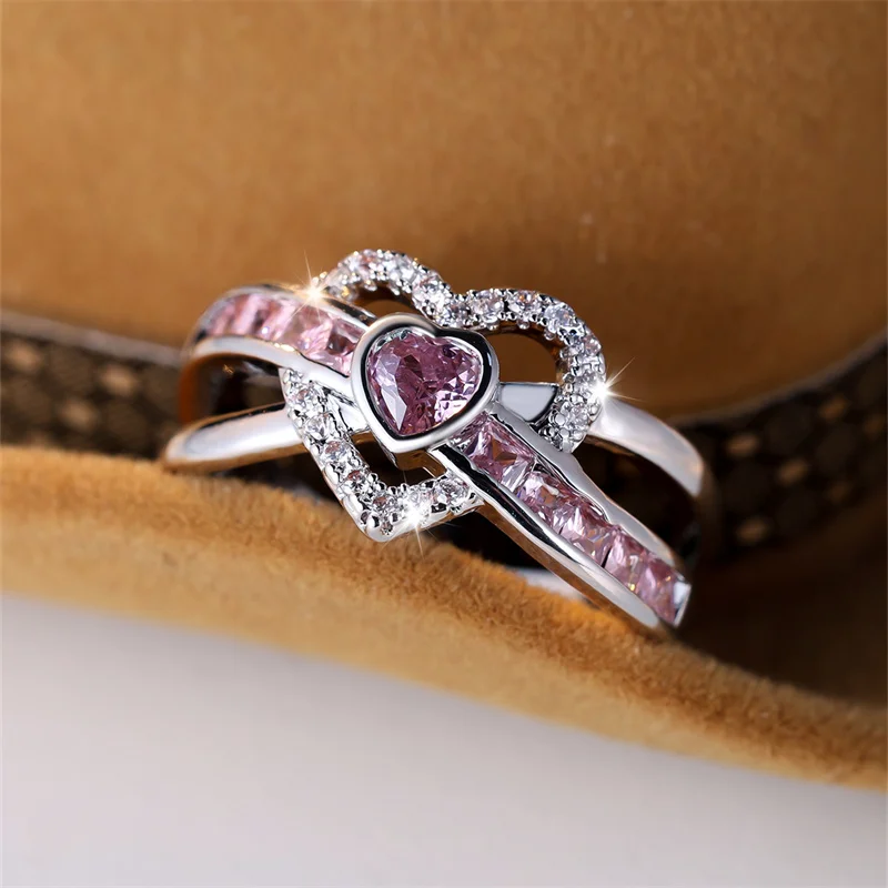 Unique Pink Love Ring Omelia&Oliver Jewels