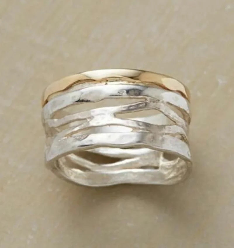 Vintage Layered Silver Ring Omelia&Oliver Jewels