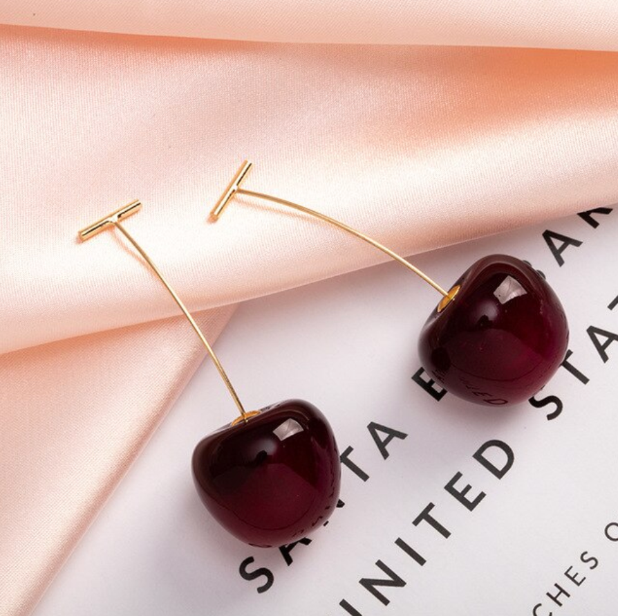 Refined Red Cherry-Shaped Earrings