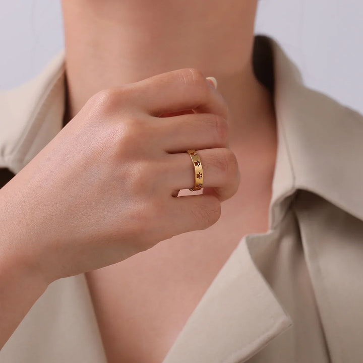 Gold-Tone Paw Print Ring