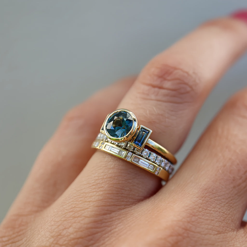 Grace - Vintage Gold & Zirconia Ring Set Omelia&Oliver Jewels