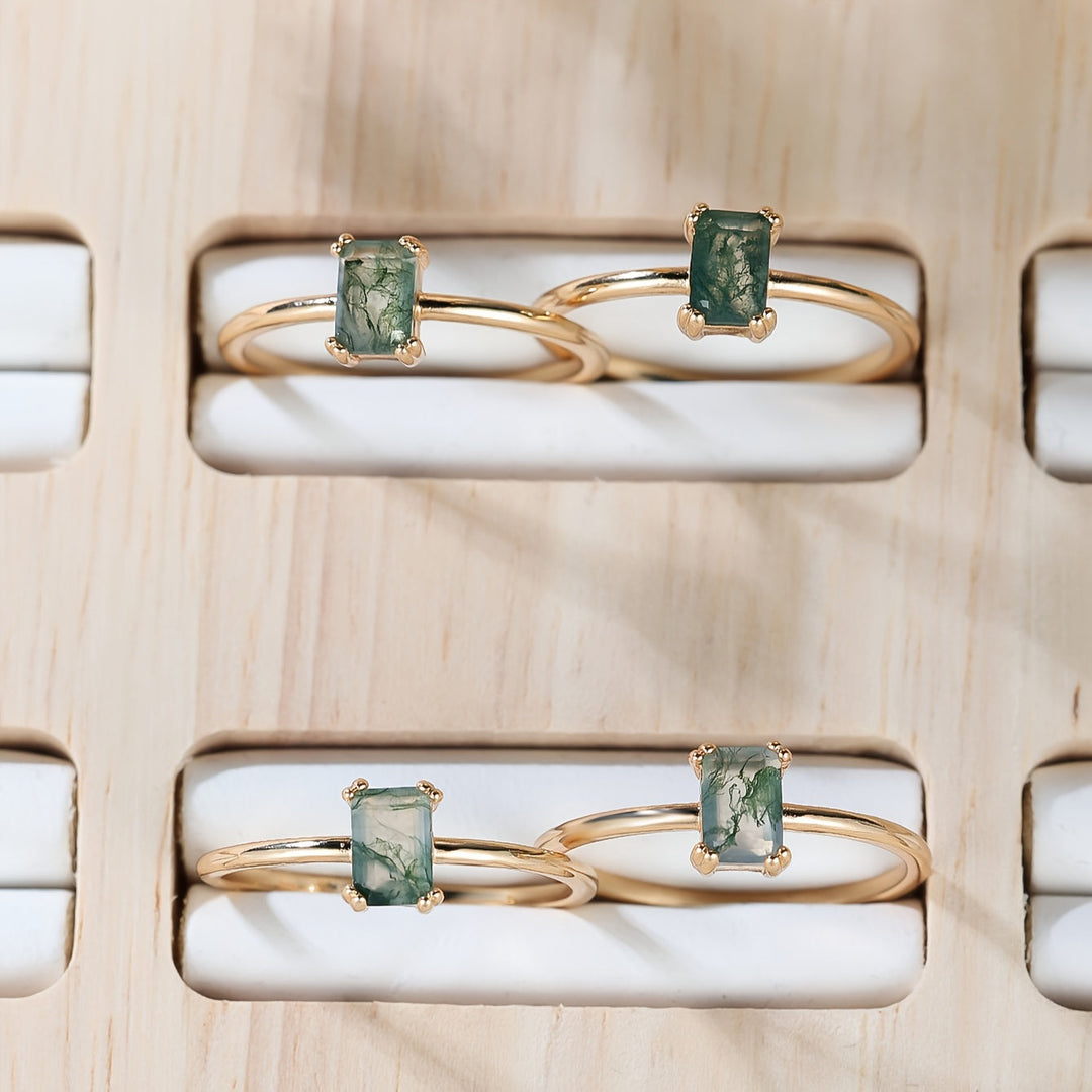 Natural Moss Agate Ring Omelia&Oliver Jewels