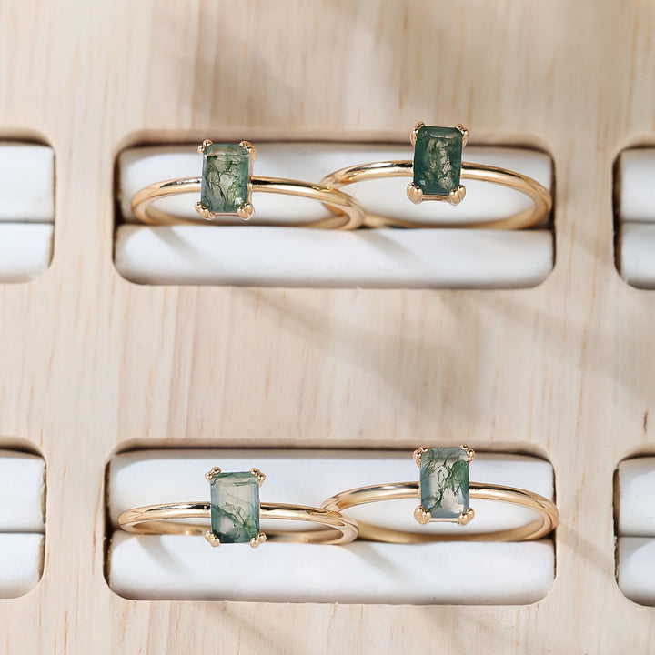 Natural Moss Agate Ring Omelia&Oliver Jewels