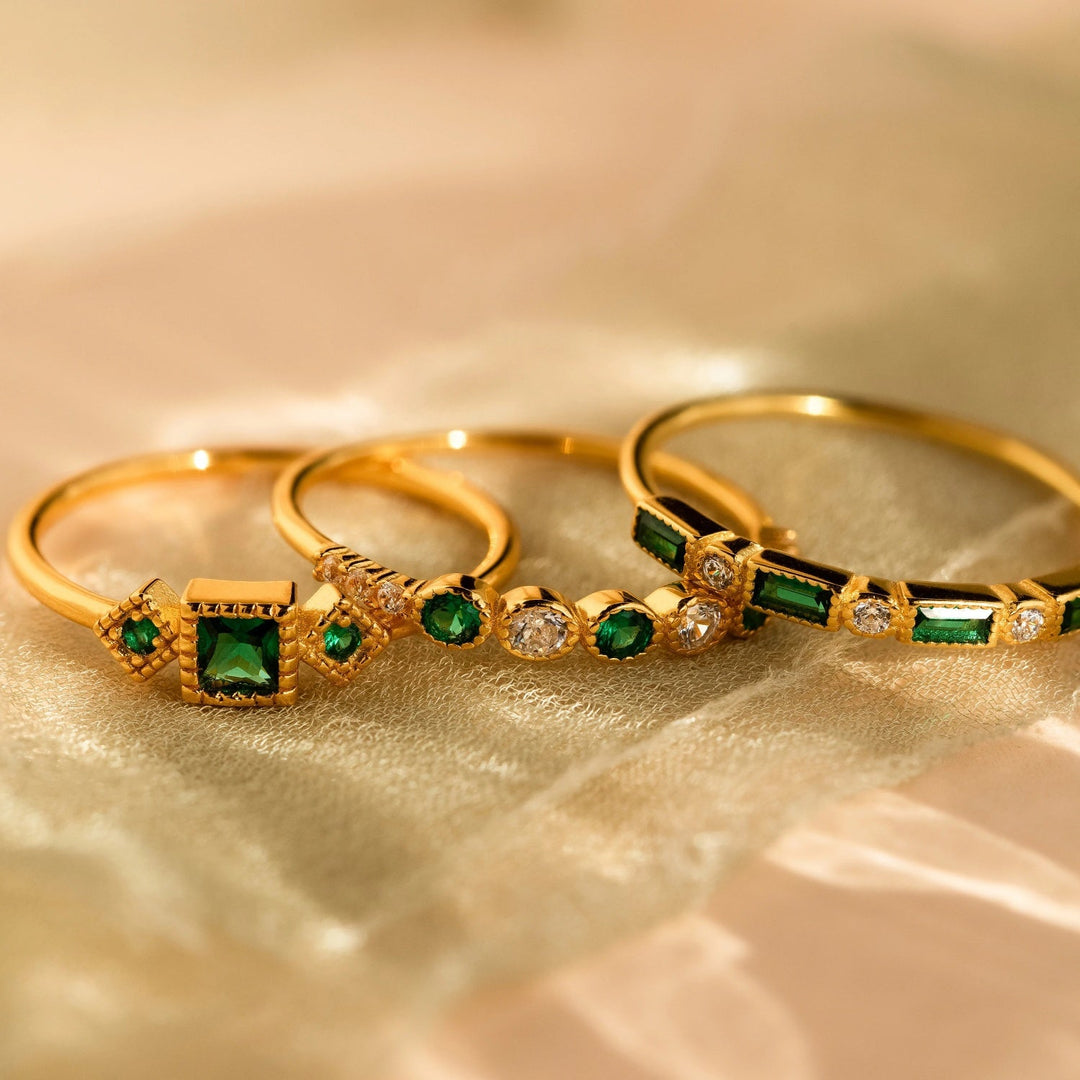 Alex - Unique Inlaid Zirconia Ring Set Omelia&Oliver Jewels