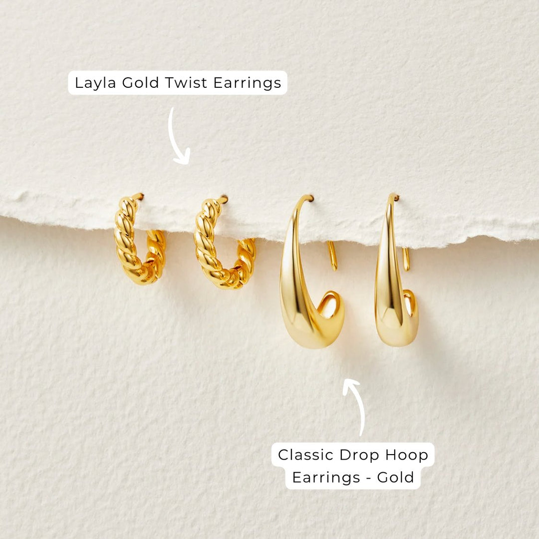 Cina - Drop Hoop Earrings