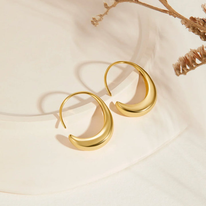 Cina - Drop Hoop Earrings