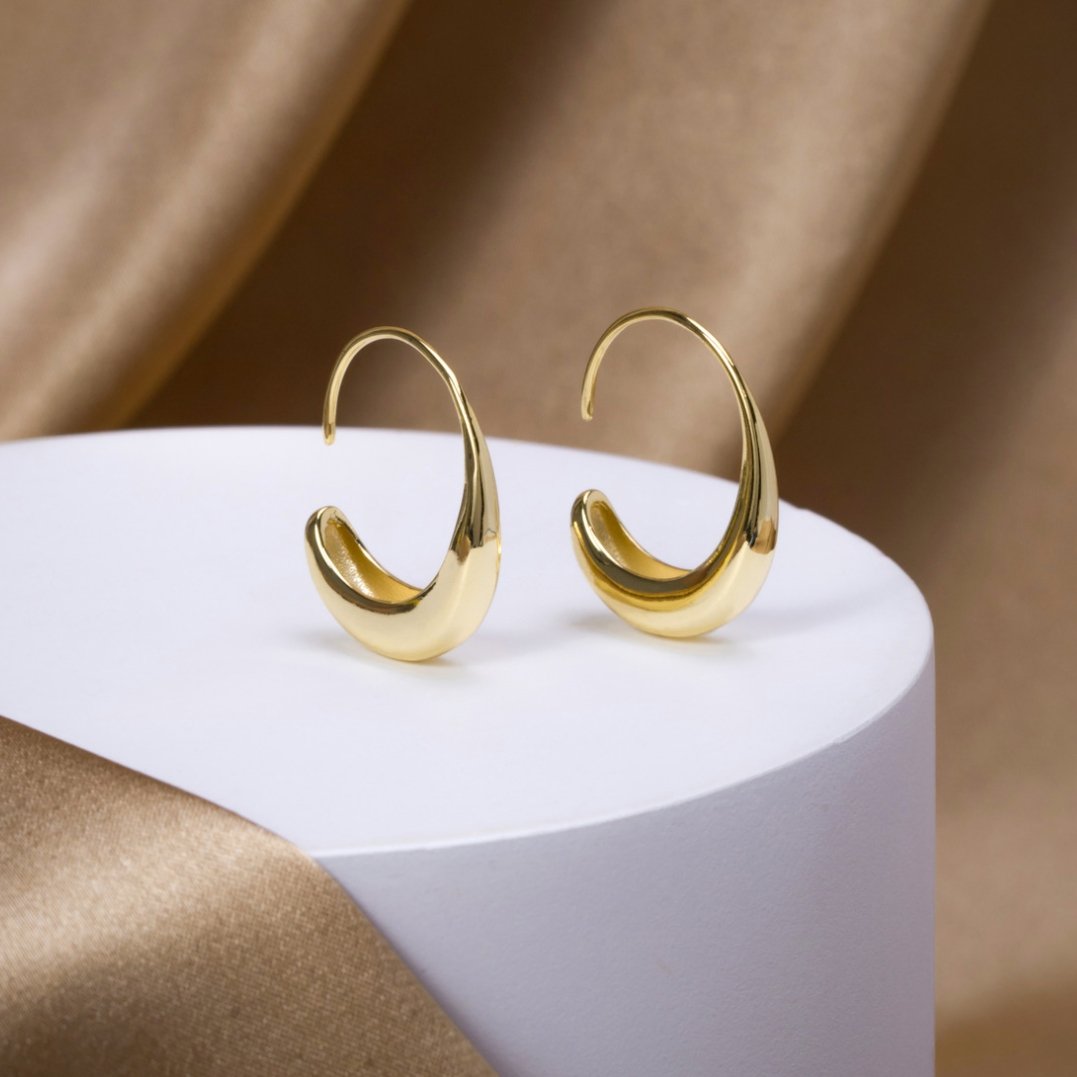 Cina - Drop Hoop Earrings