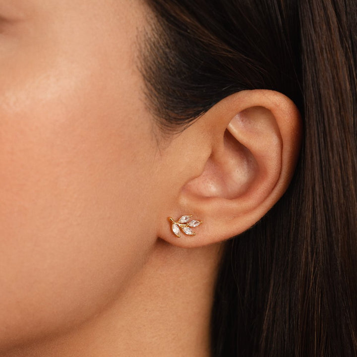 Crystal Chic Leaf Earrings