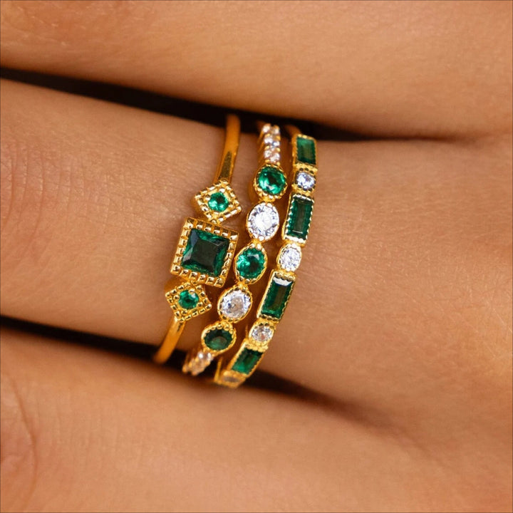 Alex - Unique Inlaid Zirconia Ring Set Omelia&Oliver Jewels